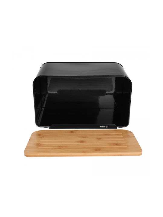 KING Hoff Bread Box Wooden Black 35x20.4x21.5cm