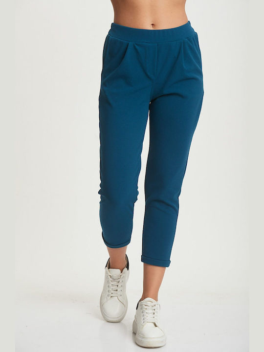 Dress Up Women's Fabric Trousers Petrol