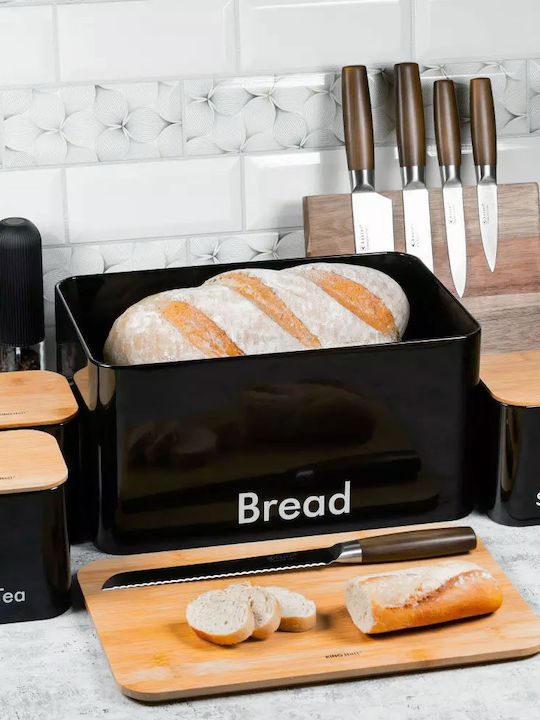 KING Hoff Bread Box with Lid made of Bamboo Black