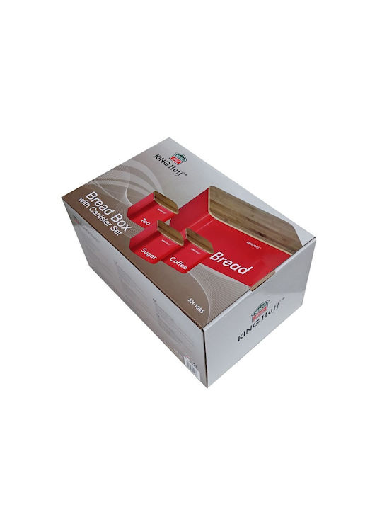 KING Hoff Bread Box with Lid made of Bamboo Red