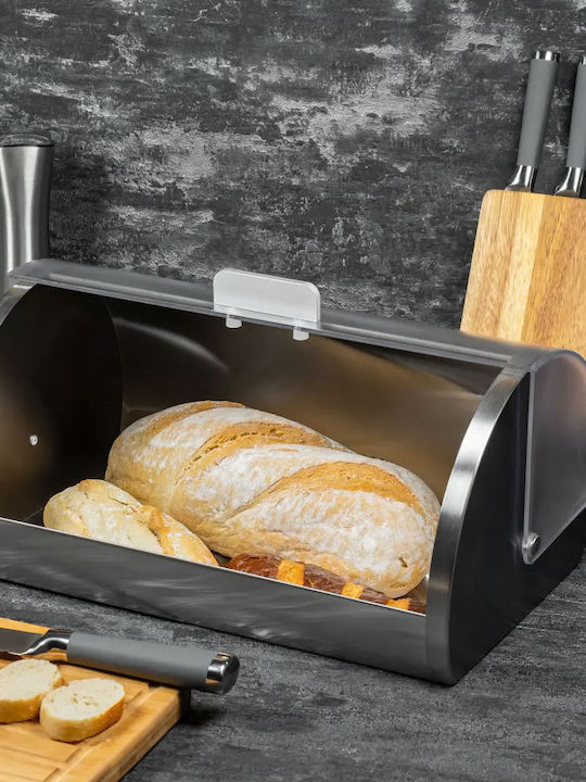 KING Hoff Bread Box with Lid Inox Gray 39.5x28x18.5cm