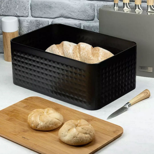 KING Hoff Cutie de pâine cu capac Metalic Neagră 35.5x23x15.5cm