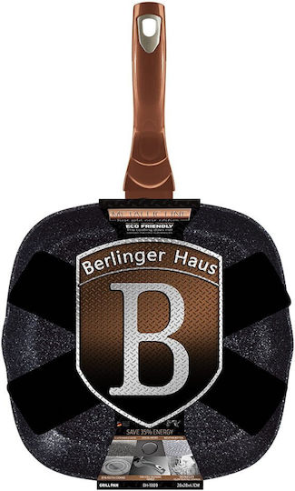 Berlinger Haus Metallic Line Grill made of Aluminum with Stone Coating Rose Gold Noir Collection 28cm