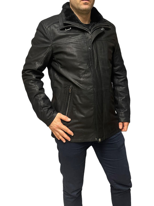 Leather Winter Jacket Black