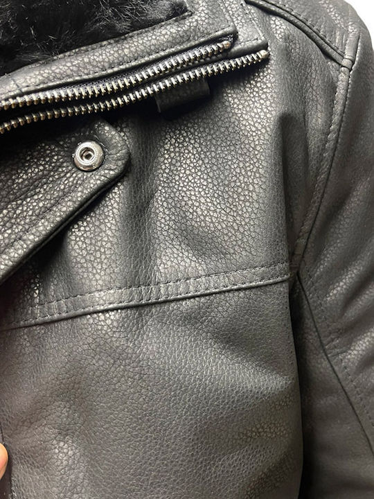 Leather Winter Jacket Black