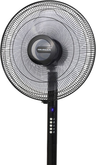 Telemax B026-16H(8) Ανεμιστήρας Ορθοστάτης 60W Διαμέτρου 40cm με Τηλεχειριστήριο Μαύρος