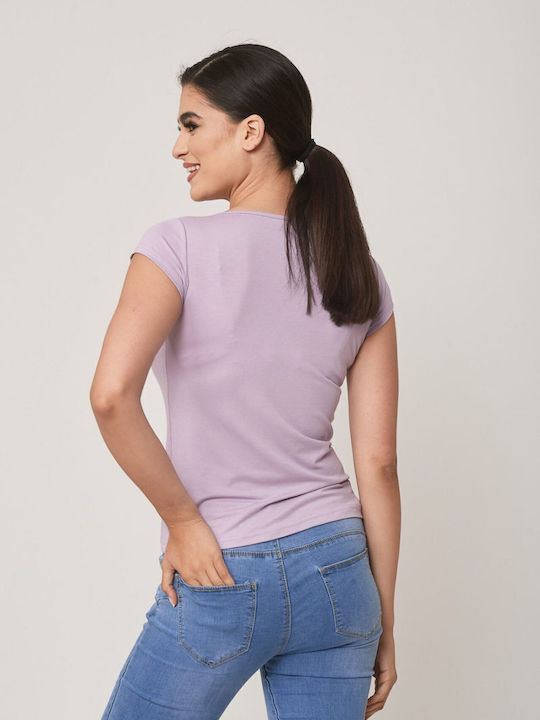 Women's Blouse with V Neckline Lilac
