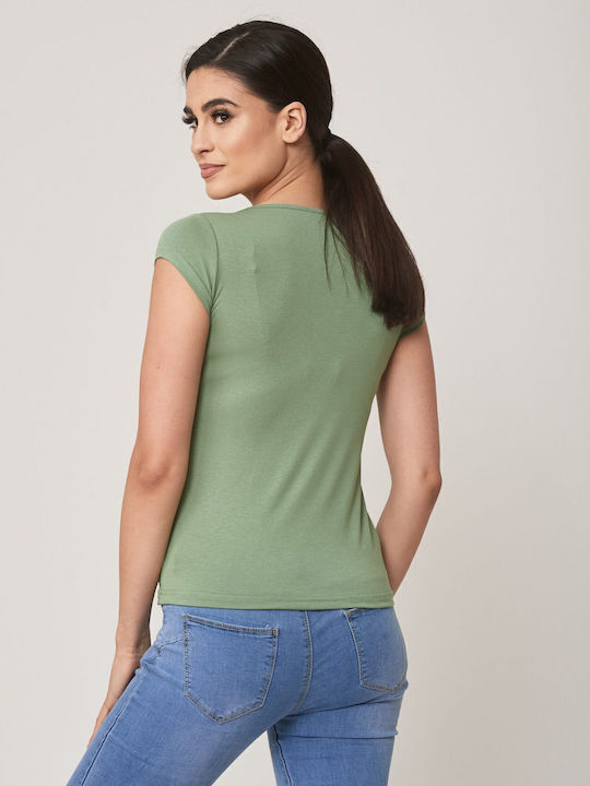 Women's Blouse with V Neckline Mint