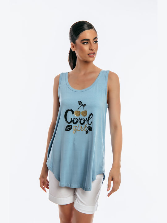 Boutique Women's Blouse Sleeveless Light Blue