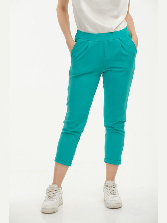 Boutique Women's Fabric Trousers with Elastic GREEN