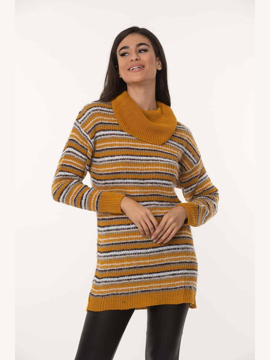 TZENI Women's Knitting Tunic Dress Yellow