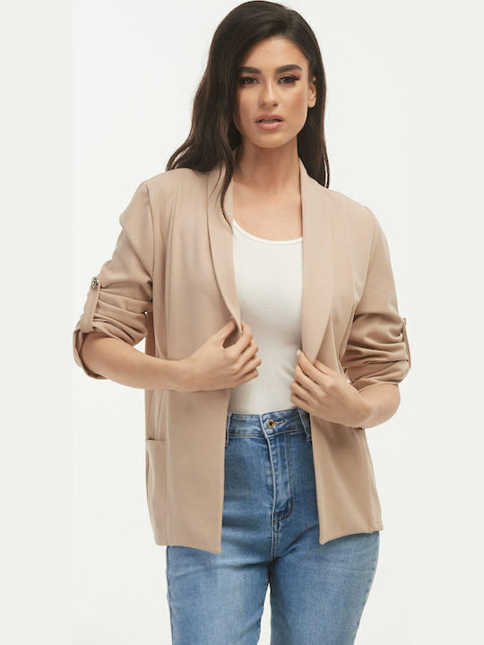 Boutique Γυναικείο Κρεπ Σακάκι Μπεζ