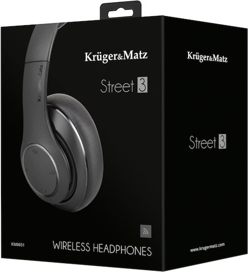 Kruger & Matz Street 3 Ασύρματα / Ενσύρματα Over Ear Ακουστικά με 12 ώρες Λειτουργίας Μαύρα