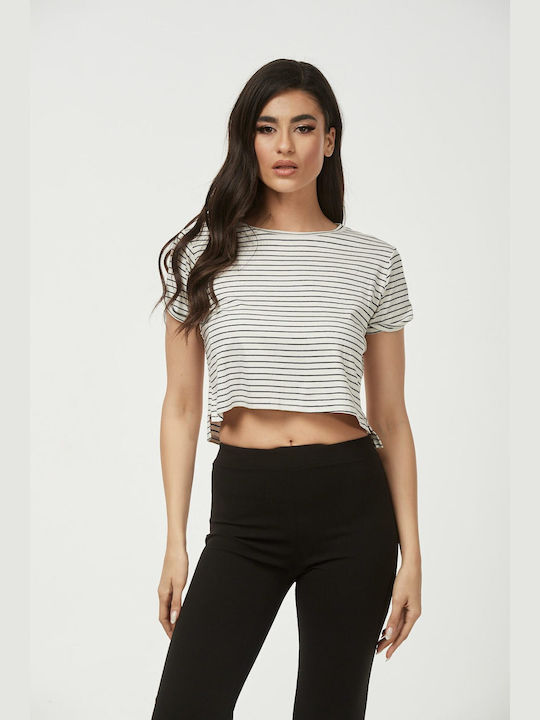 Ecstasy Γυναικείο Crop Top Ριγέ Μαύρη