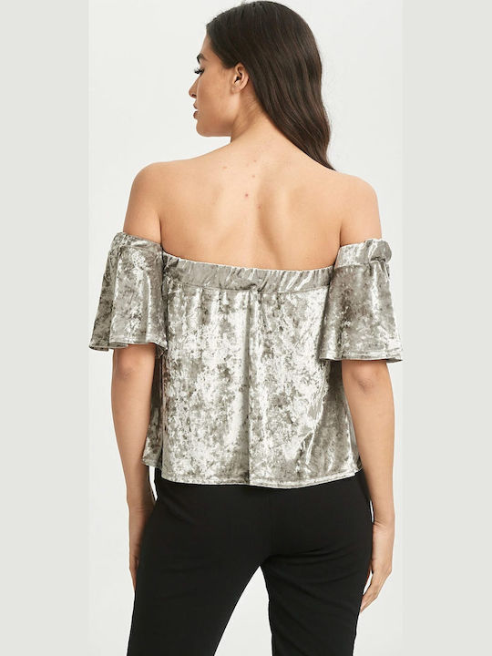 Γυναικεία Μπλούζα Strapless Ασημί