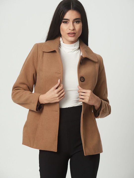 Kannelis Women's Coat with Buttons beige