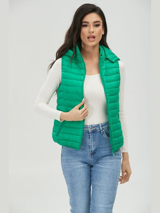 Boutique Women's Short Lifestyle Jacket for Winter with Hood Green