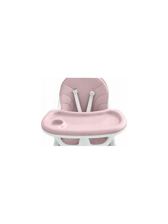 Ecotoys Scaun Înalt De Masă Bebe 2 În 1 Cu Înălțime Reglabilă Roz HC-823-Roz