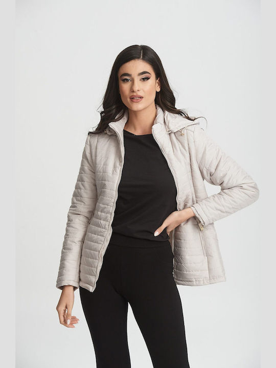 Kannelis Kurz Damen Puffer Jacke für Winter Ecru