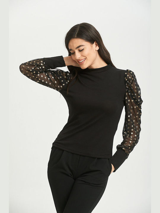 Just Top Women's Blouse Polka Dot Black