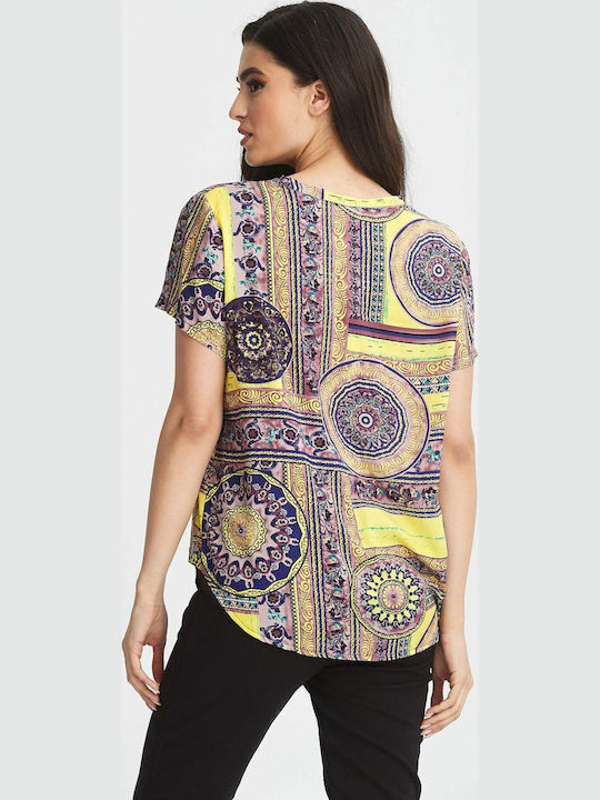 Women's Blouse with V Neckline Multicolour