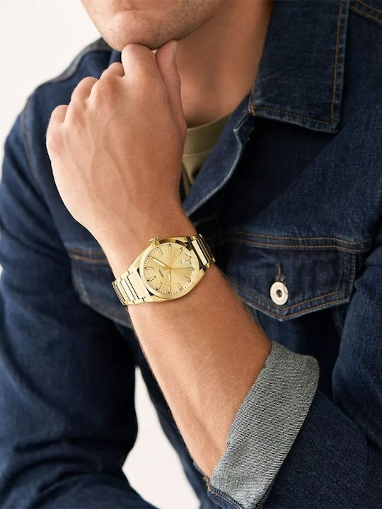 Fossil Trei Ceasuri Barbati 42mm Baterie cu Brățară Din Metal Aurie