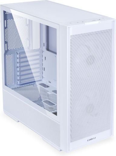 Lian Li Lancool 206 Геймърско бюро Midi Tower Компютърна кутия със страничен прозорец и RGB осветление Бял