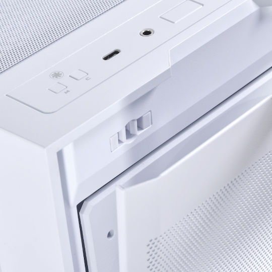 Lian Li Lancool 206 Геймърско бюро Midi Tower Компютърна кутия със страничен прозорец и RGB осветление Бял