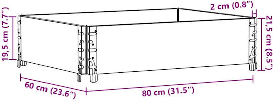 vidaXL Pallet Collar 80cmx60cmx21.5cm