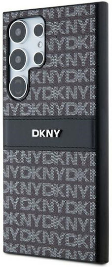 DKNY Mono Stripe & Metal Logo Umschlag Rückseite Silikon / Kunststoff Schwarz (Galaxy S24 Ultra)