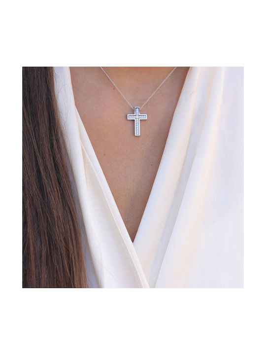 Weißgold Kreuz 14K mit Kette