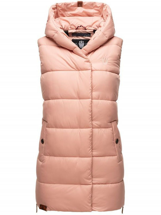 Navahoo Women's Short Puffer Jacket for Winter with Hood Rose