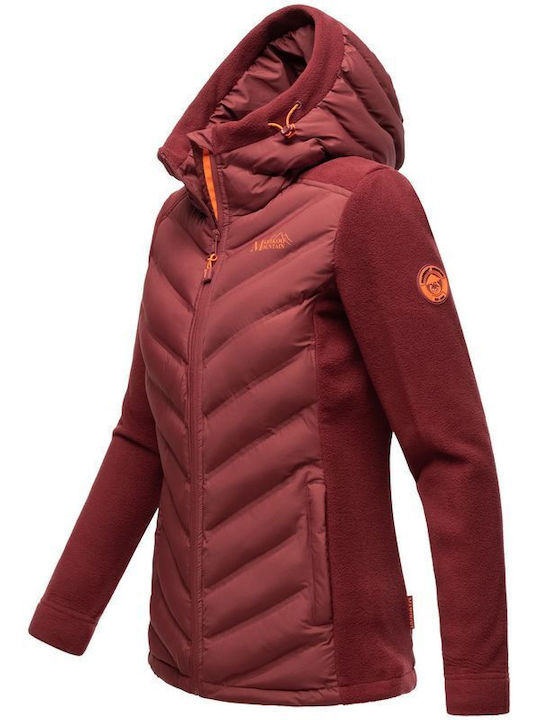 Marikoo Kurz Damen Puffer Jacke für Winter Bordeaux