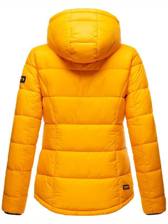 Marikoo Women's Short Puffer Jacket for Winter Yellow