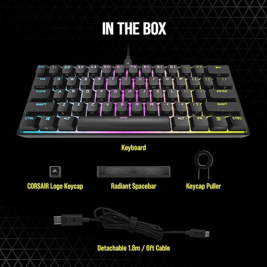 Corsair K65 RGB MINI Gaming Mechanical Keyboard 60% with Cherry MX Brown switches and RGB lighting (English US)