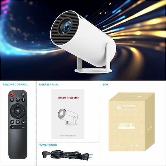 ATC H1 PRO Smart Android 10.018414 Mini Projektor LCD HD LED-Lampe mit Wi-Fi und Eingebauten Lautsprechern Weiß