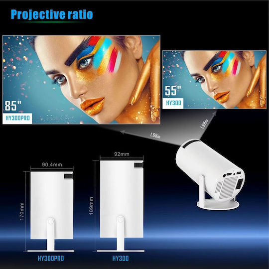 ATC H1 PRO Smart Android 10.018414 Mini Projektor LCD HD LED-Lampe mit Wi-Fi und Eingebauten Lautsprechern Weiß