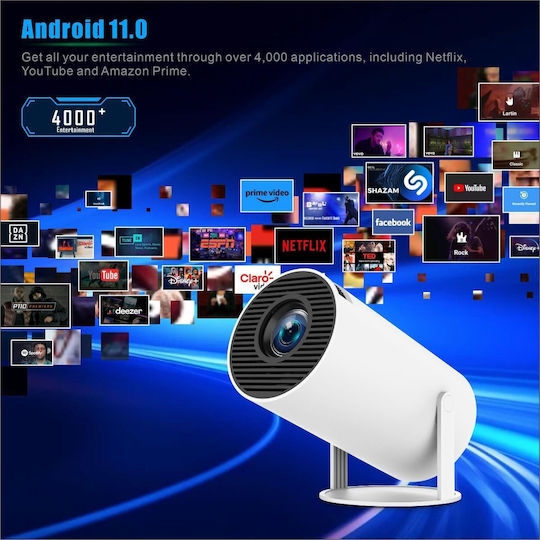 ATC H1 PRO Smart Android 10.018414 Mini Projektor LCD HD LED-Lampe mit Wi-Fi und Eingebauten Lautsprechern Weiß