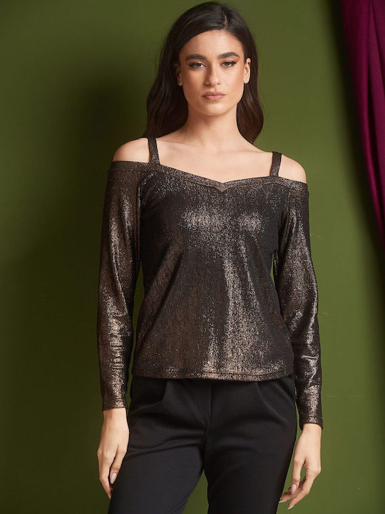 Boutique Women's Blouse with V Neckline Black