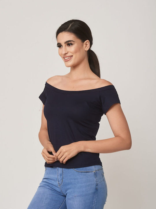 Women's Blouse with Boat Neckline Black