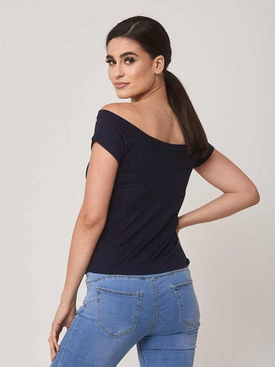 Women's Blouse with Boat Neckline Black