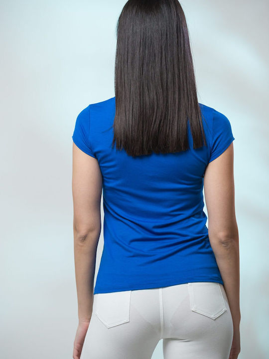 Women's Blouse Short Sleeve Blue.