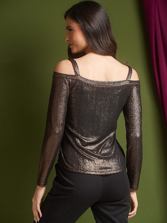 Women's Blouse with V Neckline Black