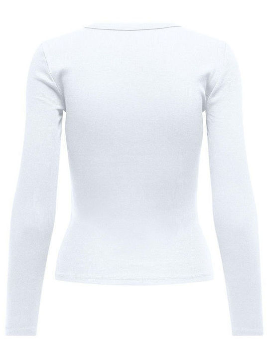 Only Damen Bluse Baumwolle Langärmelig White