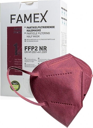 Famex Particle Filtering Half Mask FFP2 NR GR Schutzmaske FFP2 Maroon 10Stück