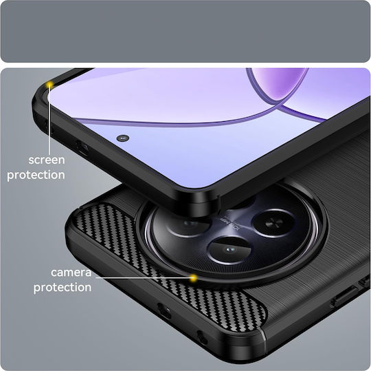 Techsuit Carbon Umschlag Rückseite Silikon Schwarz (Realme 12 / 12x)