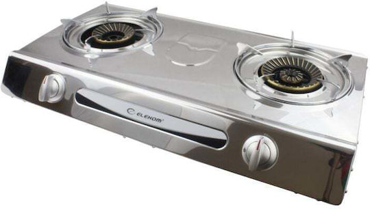 Elekom ЕК-Z2 Liquid Gas Countertop Double Burner Inox