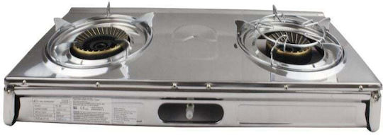 Elekom ЕК-Z2 Liquid Gas Countertop Double Burner Inox