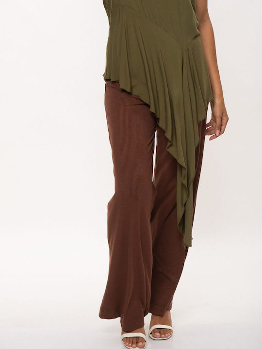 Just Top Damen Stoff Palazzo-Hose coffee