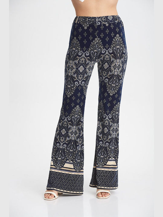 Just Top Women's Cotton Trousers Printed Black